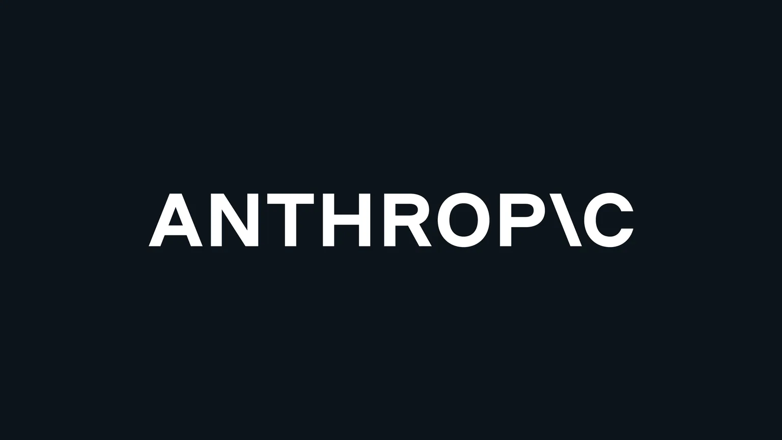 The ANTHROPIC wordmark in white on a dark navy background, with the letter I drawn as a forward slash.