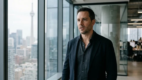 AI-generated entrepreneur in Toronto office.
