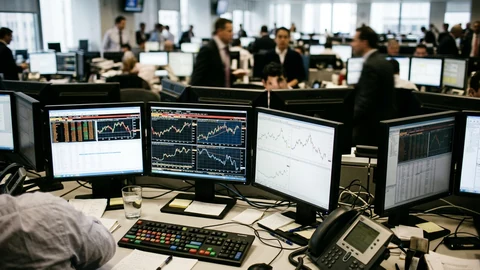AI-generated trading desk.
