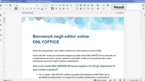 Screenshot of an older ONLYOFFICE Document Editor window showing a formatted text document. No people appear.