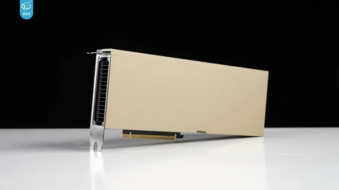 An NVIDIA H100 PCIe data-centre GPU card with a gold-coloured shroud standing on a white surface against a black background.