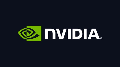 The NVIDIA logo, a green eye-shaped symbol beside the word NVIDIA in white capital letters, centred on a plain dark navy background.