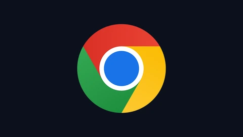 The Google Chrome logo, a circle of red, green and yellow around a blue centre, on a plain dark navy background.