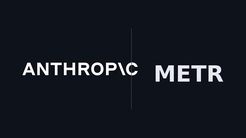 The white Anthropic wordmark on a dark background on the left, separated by a thin vertical line from the white letters METR on the right.