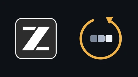 Z.ai's white Z logo on a dark rounded tile on the left, beside an amber circular arrow looping around three small grey squares that grow lighter from left to right.