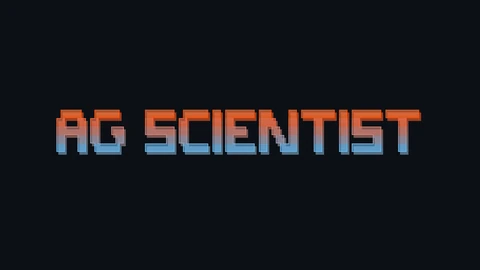 The pixel-style orange-to-blue 'AG SCIENTIST' wordmark of Sakana AI's Agentic Scientist on a dark navy background.