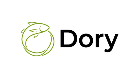 The Dory logo: a green line drawing of a fish curled into a circle, beside the word Dory in black, on a white background.