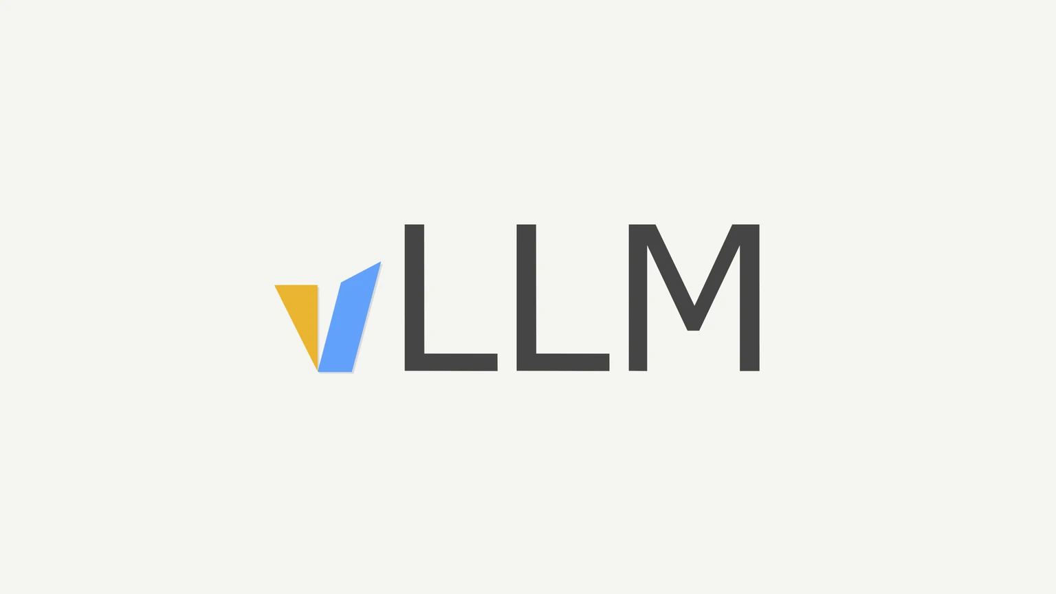 The vLLM logo: a yellow and blue stylised letter v followed by the letters LLM in dark grey, on a plain off-white background.