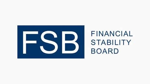 The Financial Stability Board logo: the white letters FSB on a dark blue block beside the words Financial Stability Board in dark blue capitals, centred on a near-white background.