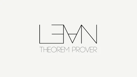 The Lean theorem prover logo: the word LEAN drawn in thin black geometric lines, with THEOREM PROVER in thin capitals beneath, on a plain off-white background.