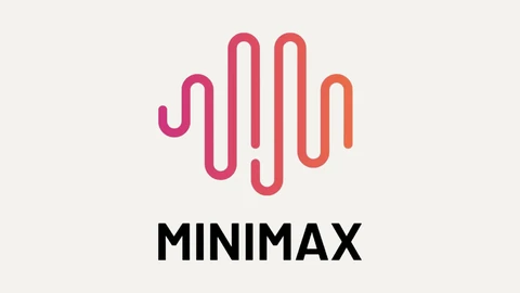 The MiniMax logo: a looping line that rises and falls like a sound wave, shading from pink to orange, above the word MINIMAX in black capitals, on a pale grey background.