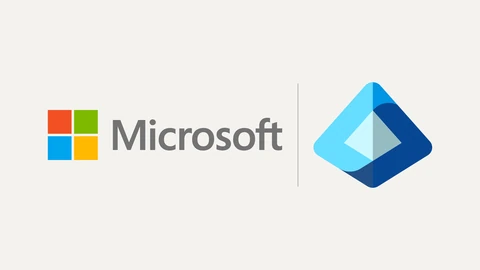 The Microsoft logo, four coloured squares beside the grey word Microsoft, next to the blue diamond-shaped Microsoft Entra ID icon, separated by a thin grey line on a light grey background.