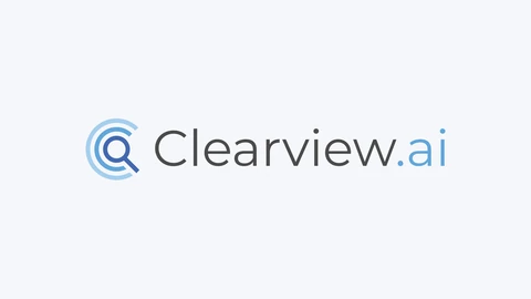 The Clearview.ai logo, a blue circular magnifying-glass mark beside the word Clearview.ai, centred on a plain light background.