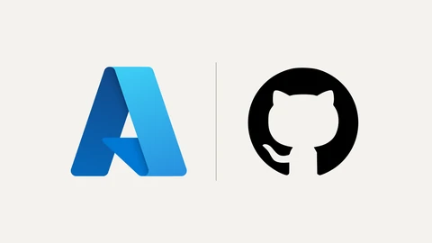 The blue Microsoft Azure A-shaped logo and the black GitHub cat-silhouette logo side by side, separated by a thin grey line, on a plain off-white background.