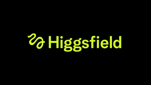 The Higgsfield logo, a lime green squiggle symbol and the word Higgsfield in lime green, on a black background.