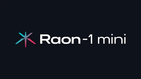 The Raon-1 mini logo, a teal and pink six-pointed spark beside the words Raon-1 mini in white, on a dark background.