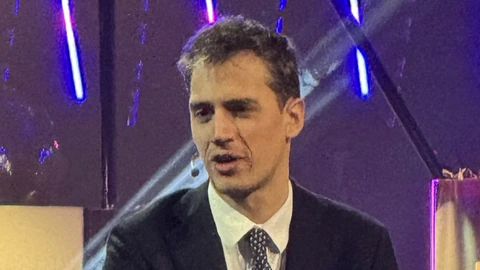 Arthur Mensch speaking at Techarena 2026.