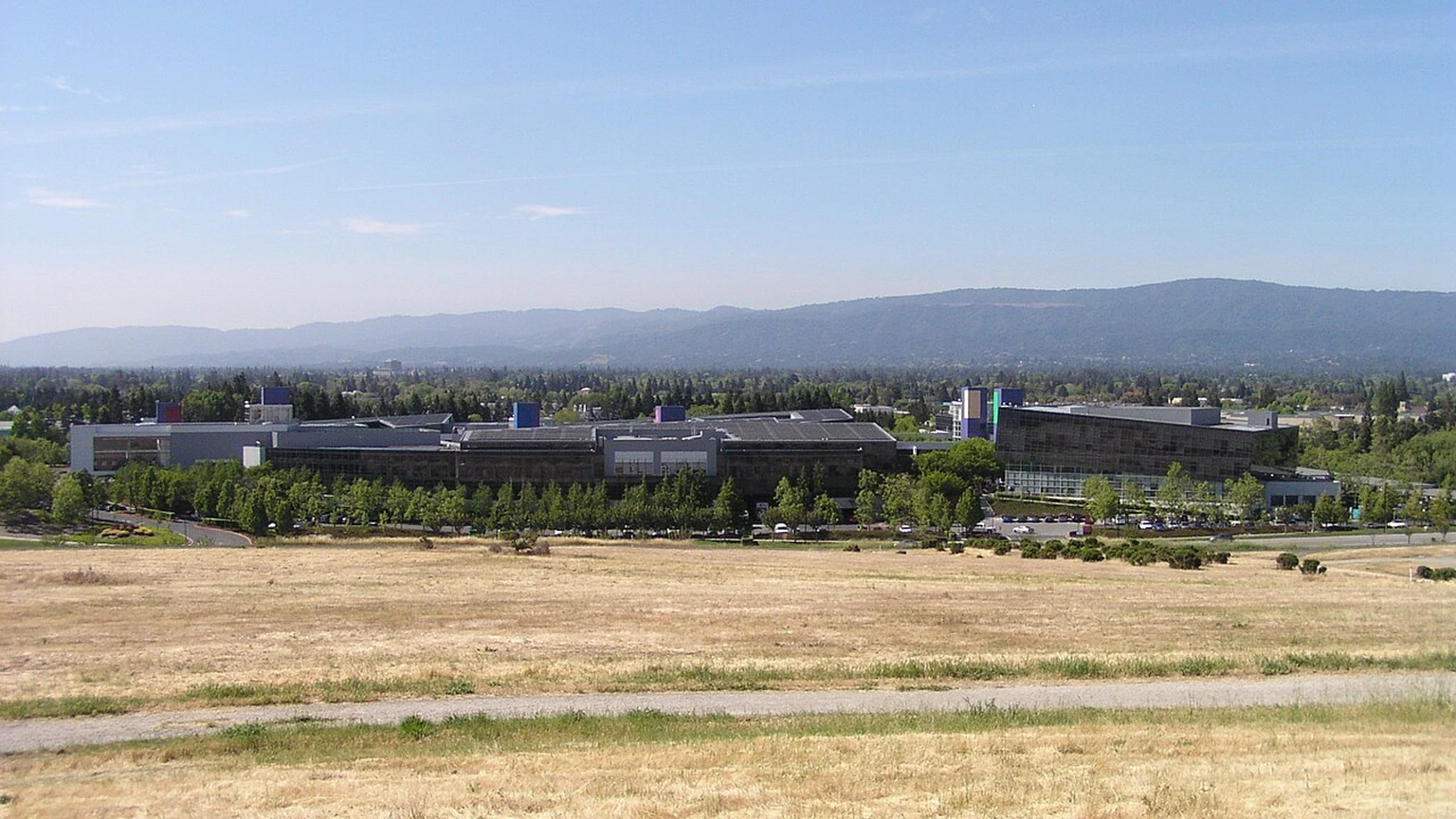 A photograph of Google headquarters.