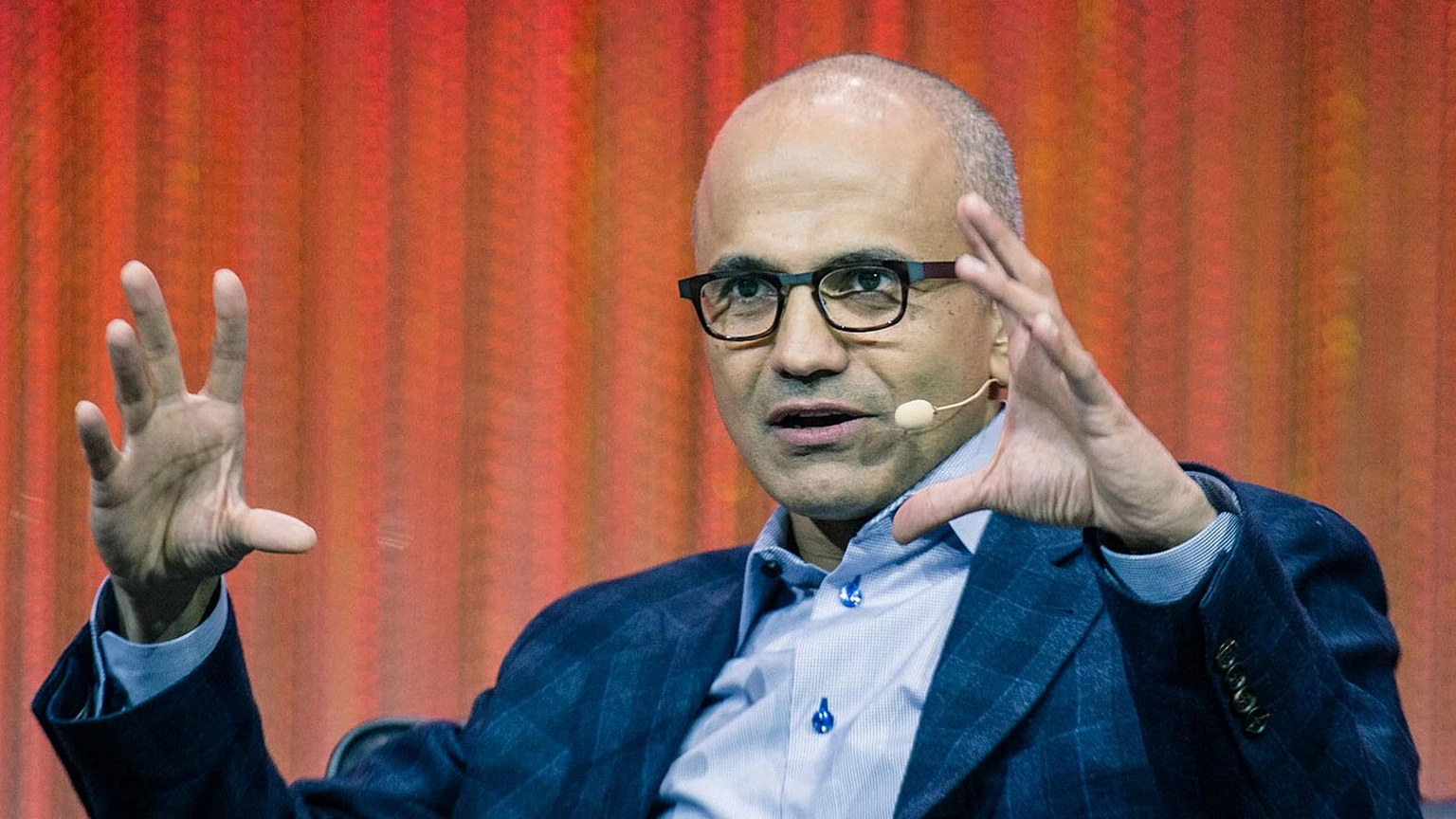 Satya Nadella speaking at LeWeb in 2013.
