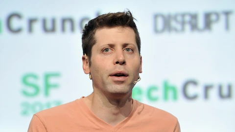 Sam Altman speaking at TechCrunch Disrupt San Francisco in 2017.