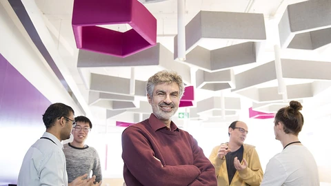 Yoshua Bengio, photographed in 2019. Contextual portrait.