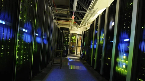 Server racks in the UK National Archives server room.