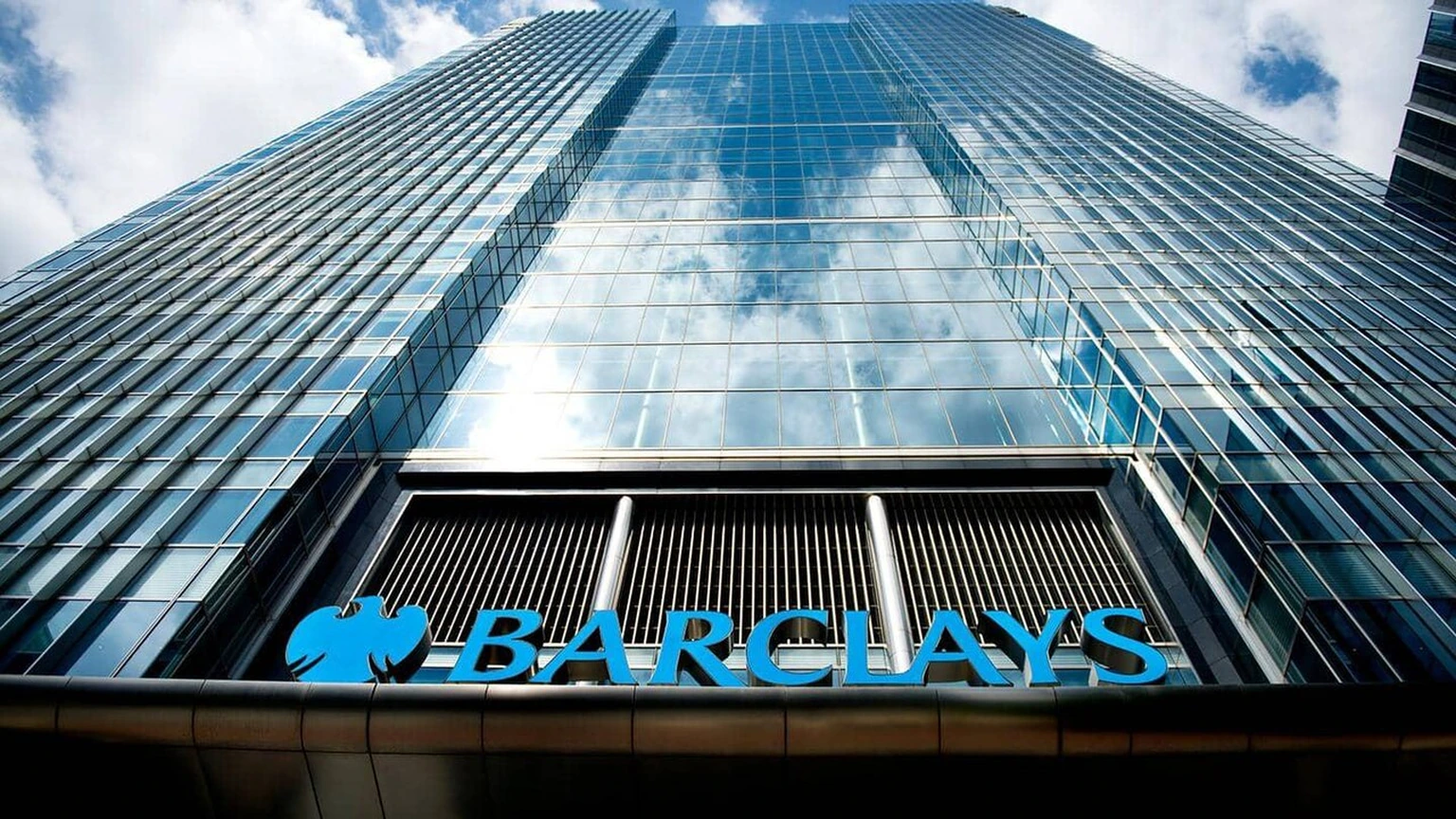 Barclays headquarters tower at Canary Wharf in London.