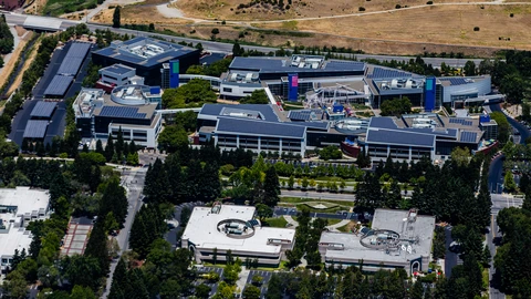 Aerial view of Google’s campus in Mountain View, California.